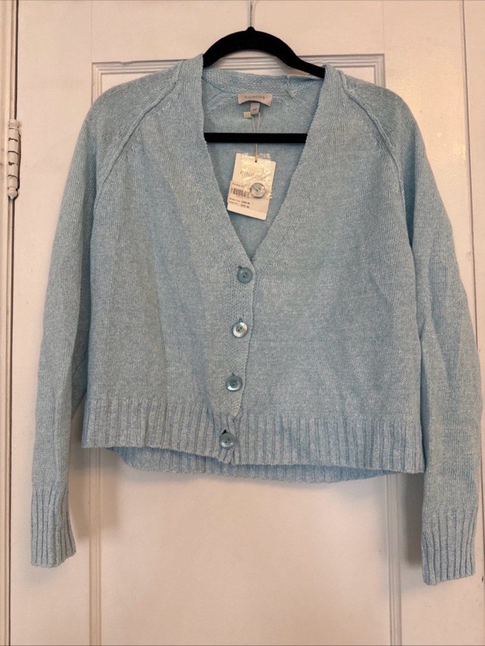 Kinross Light Blue V-Neck Button Cardigan